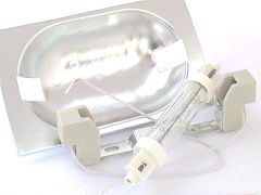 300 Wt Catering lamp set consisting of 300W jacketed heat lamp 118mm long R7S, lamp holder and honey-comb reflector-dish to suit