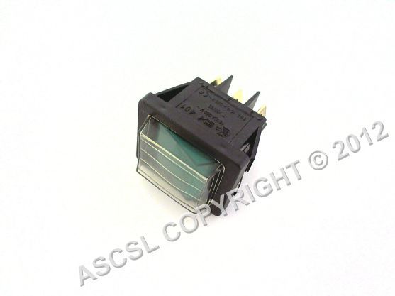 Green Changeover Switch 16a 250v - DIHR and Univerbar Dishwashers Fixing Hole 22x30mm - Fits Many Brands & Models...